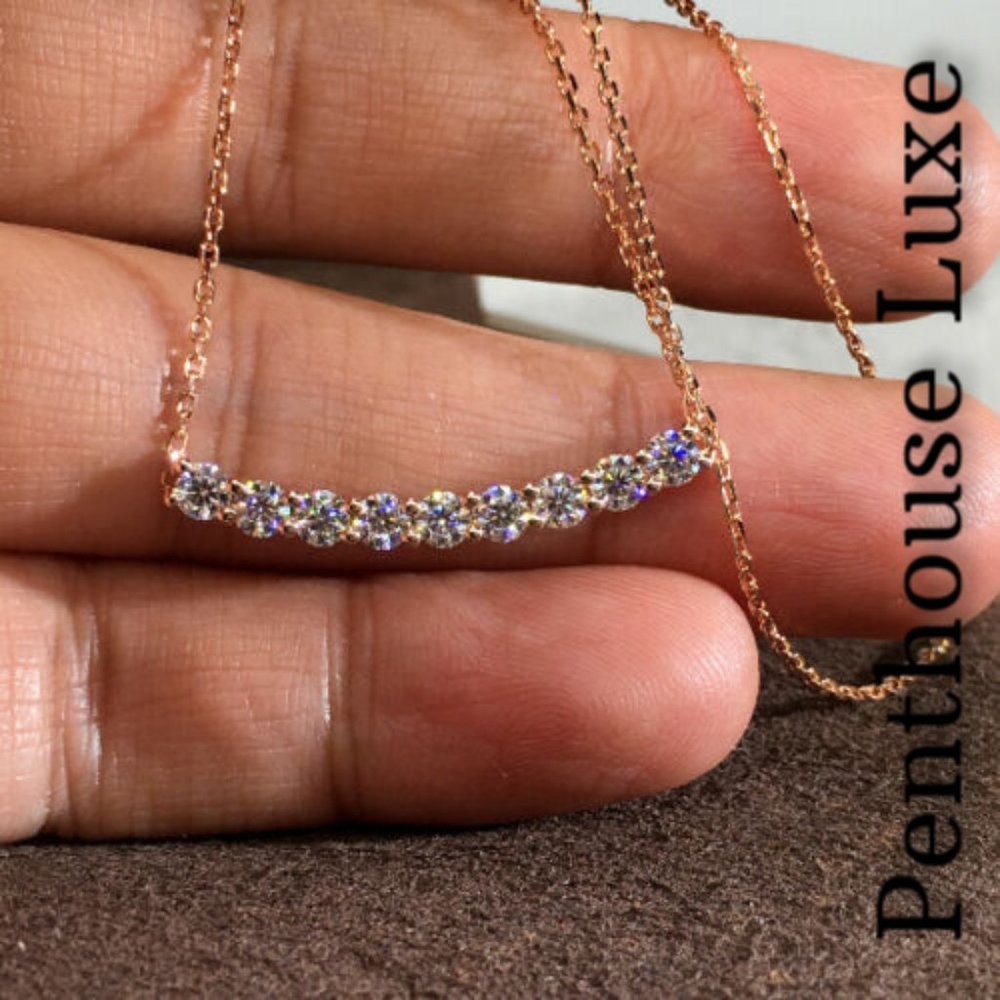 Brilliant Curved Line Rose Gold Necklace